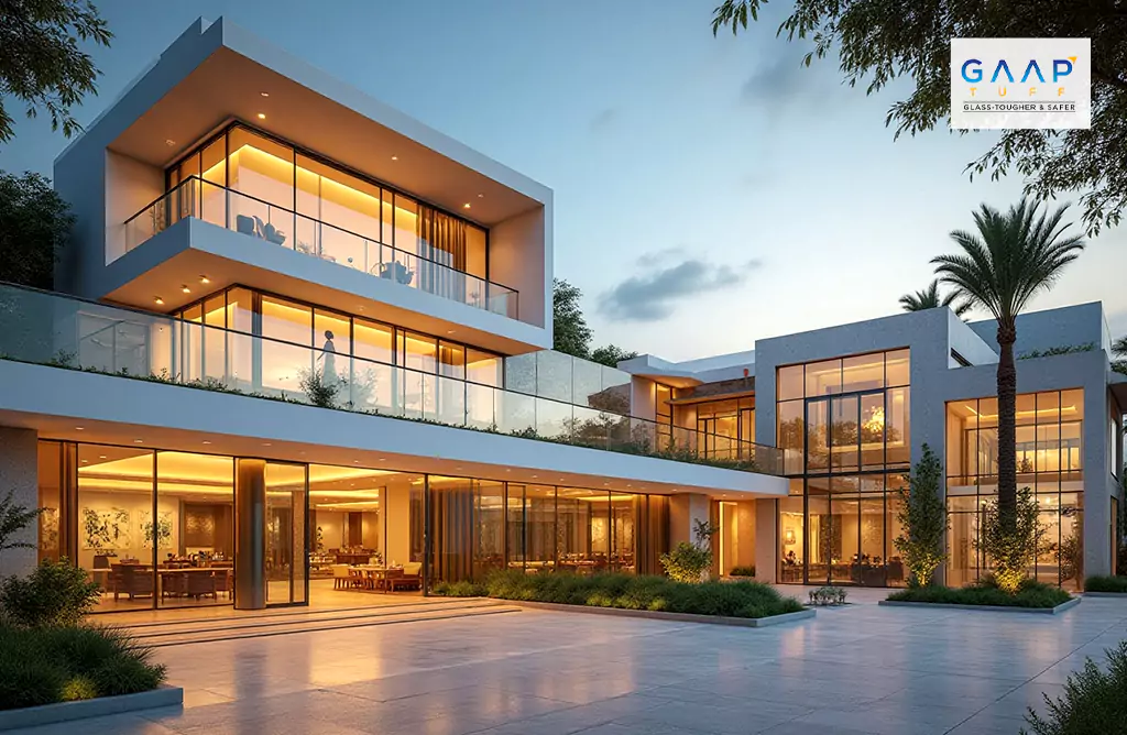 Modern House Exterior with Large Toughened Glass Windows