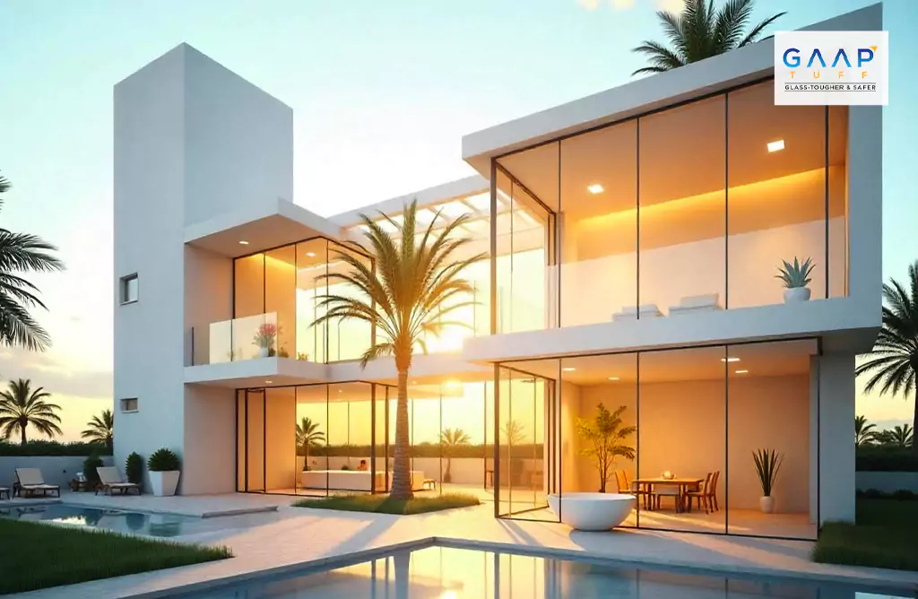 Modern House with Glass Walls and Tropical Landscaping