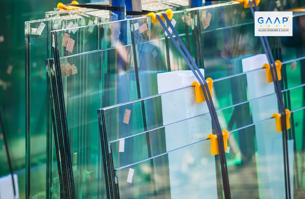 Stacked Glass Panels at GAAP TUFF Manufacturing Unit