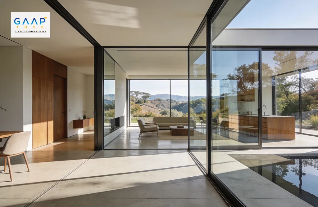 Contemporary Home Interior with Structural Glass Glazing Solution