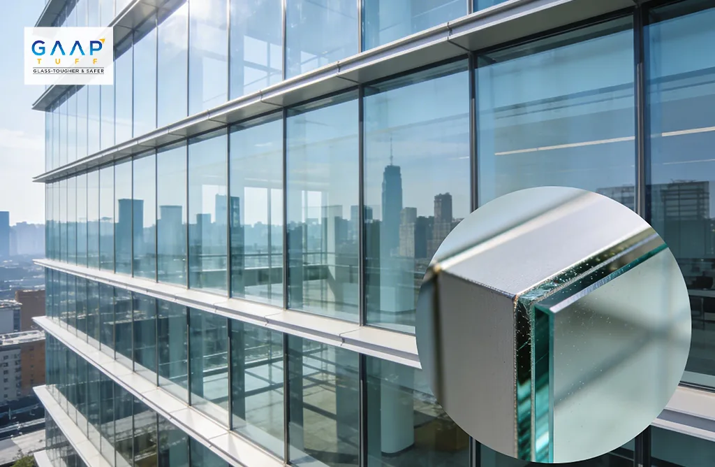 Commercial Building Façade with GAAP TUFF Double-glazed Glass Panels