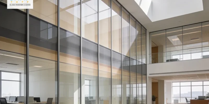 Corporate workspace with GAAP TUFF Glass Partitions and Skylight Design