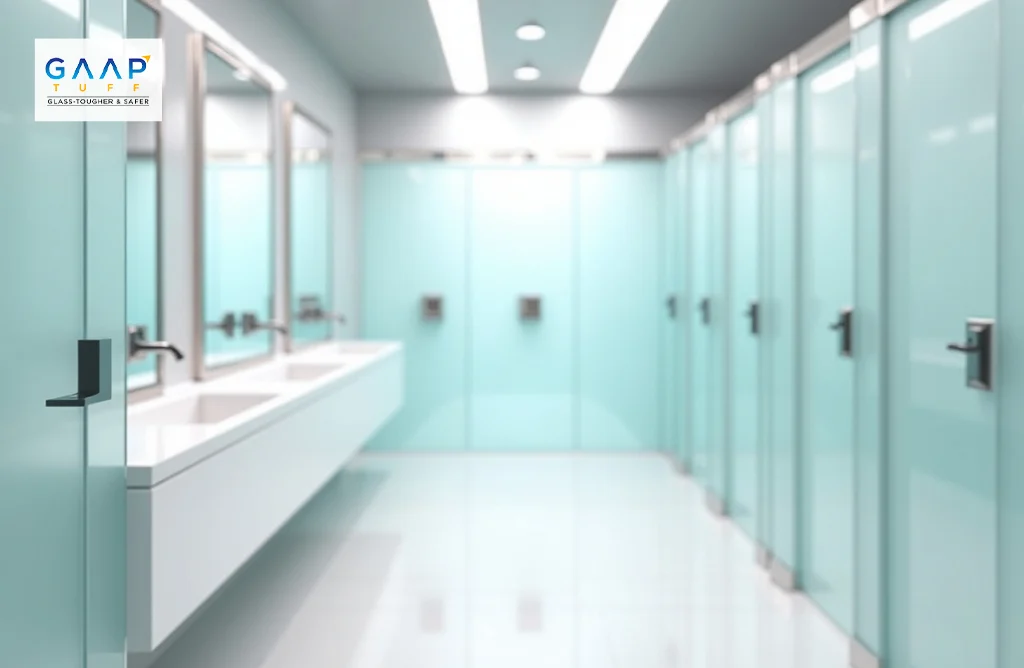 Minimalist Frosted Glass Restroom Cubicles with Contemporary Design