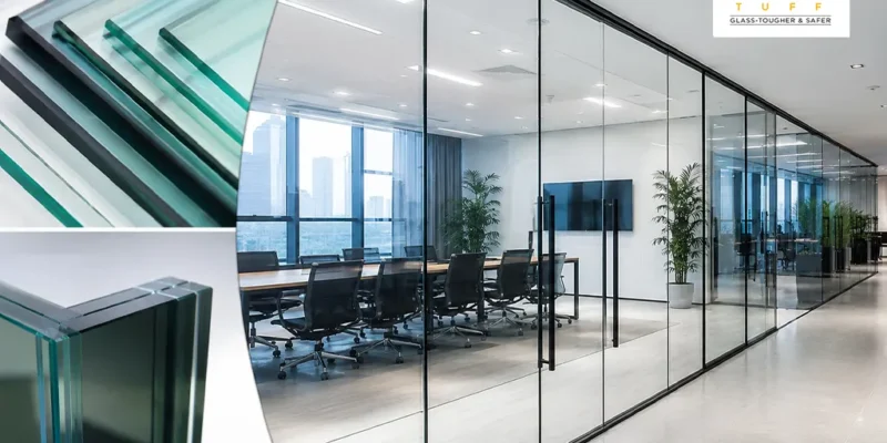 Modern Office Glass Partitions Made with Processed Toughened Glass by Gaap Tuff, a Leading Glass Production Company in Vizag