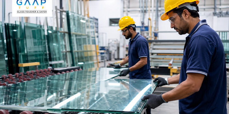 GAAP TUFF Laminated Glass processing at manufacturing facility