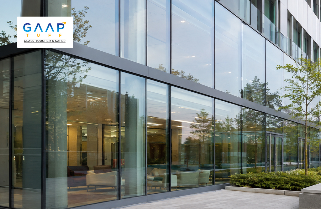 Modern-glass-building-facade-by-GaapTuff-among-leading-Glass-Processing-Companies-in-India