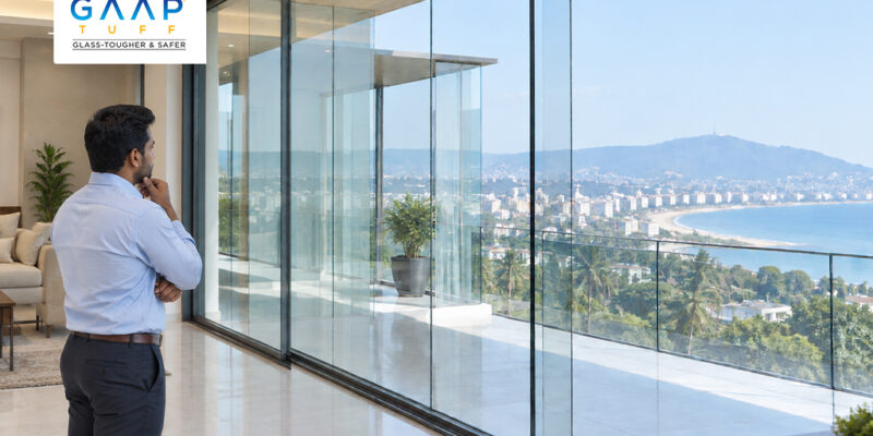 GAAP TUFF glass facade in a modern residential interior overlooking Vizag