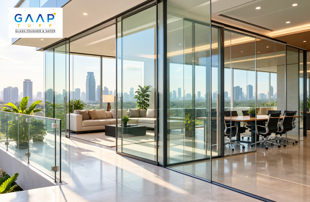 GAAP TUFF toughened glass for commercial and residential buildings, glass partitions in Vizag